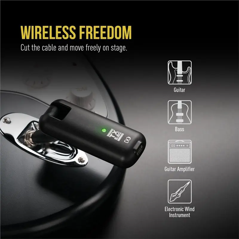ABVE-Guitar Accessories Wireless 5.8Ghz Rechargeable Audio Transmitter Receiver 50M Distance Guitar System