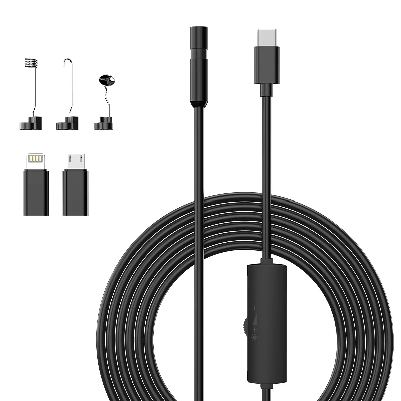

3 in 1 Phone Connect Endoscope for iPhone/Type-C/Android Borescope Camera 5.5mm 8mm 1080P HD IP67 Inspection Camera for Piping