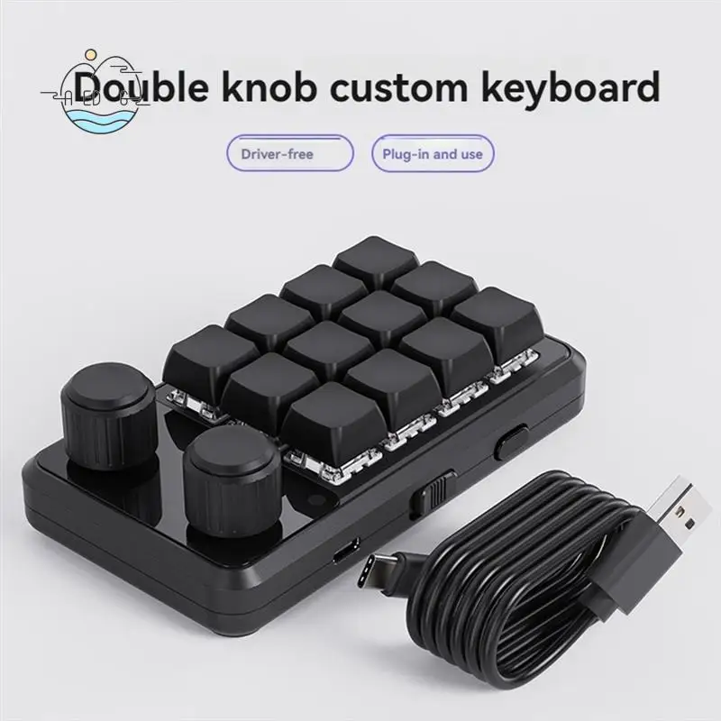 

AED6-Programming Macro Custom Wired Keyboard RGB 12 Key Copy Paste Button Mini Gaming Keypad Hotswap Macropad