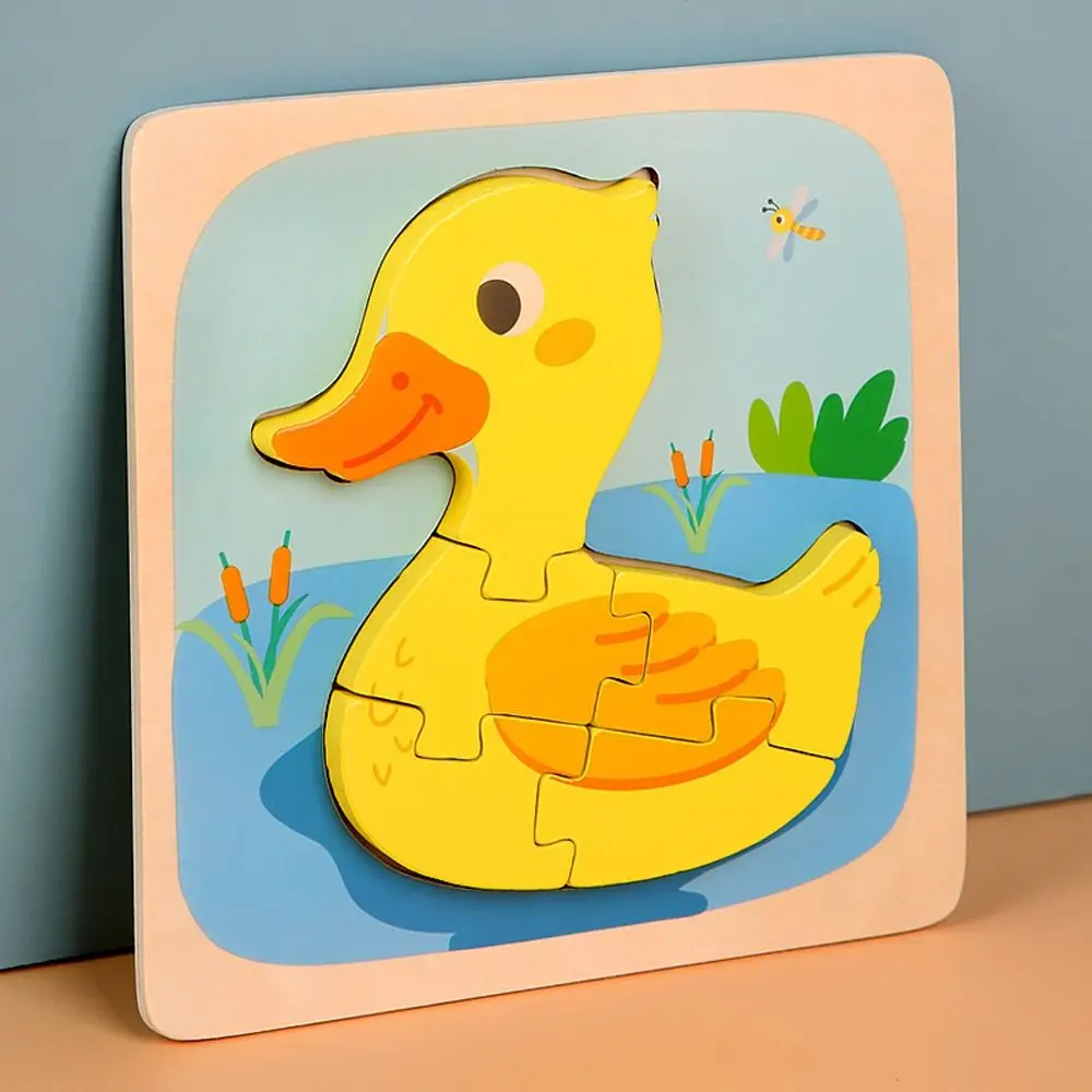 Cognition Duck Elephant Lion Train Kids Wooden Puzzle Toy Early Education Toy Intelligence Game Puzzle 3D Animal Jigsaw