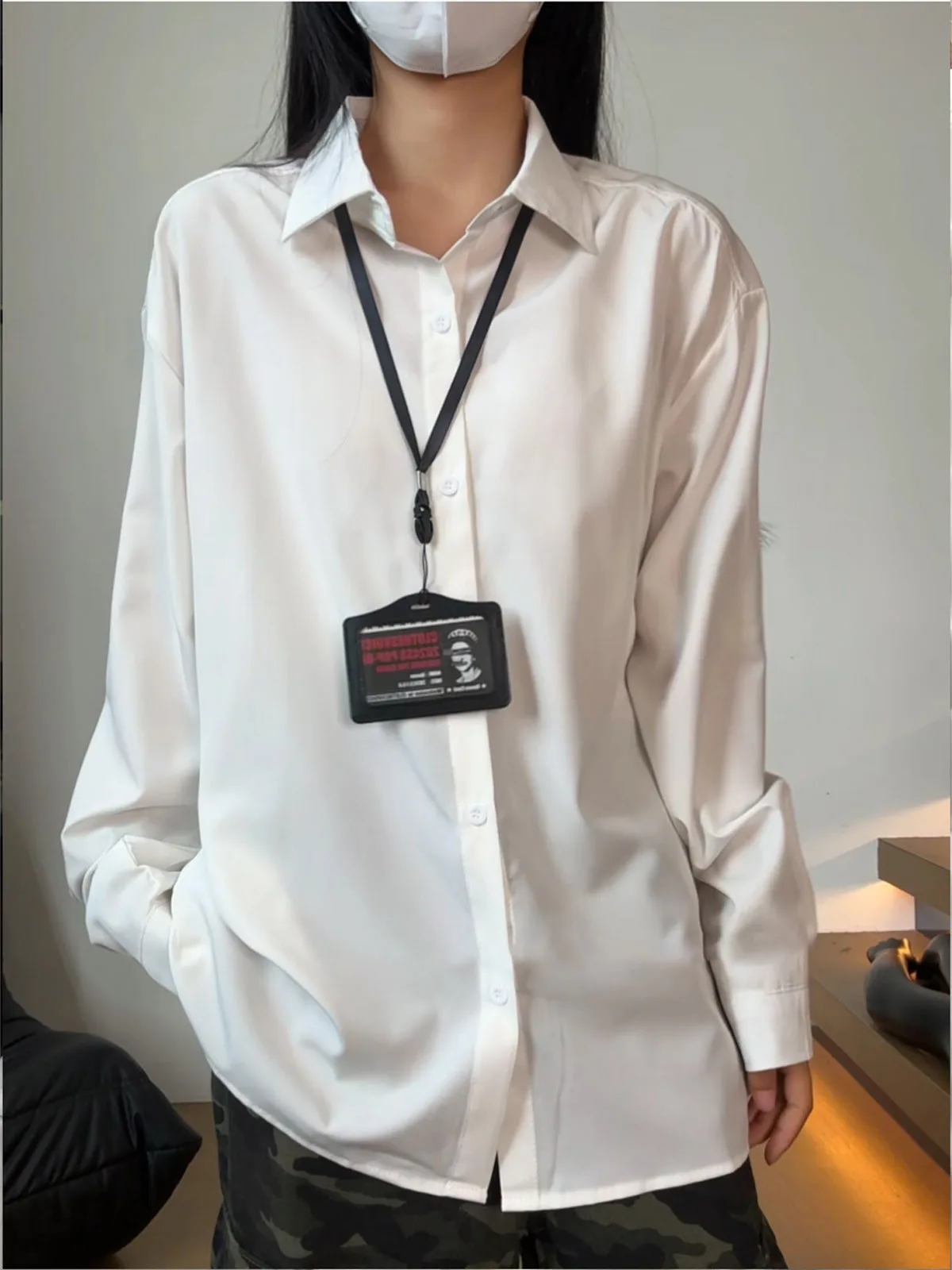 Neutral Style Long Sleeve Drapey Shirt Casual Commute Inner Wear Top Youth Trend Autumn Season Standard Fit Male Female Clothing