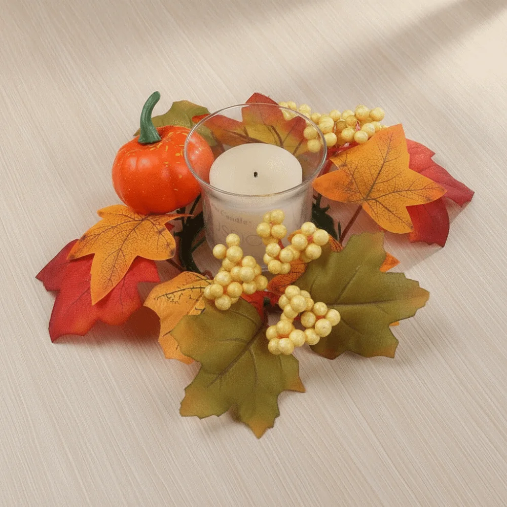 Artificial Maple Leaf Candlestick Garland Craft Handmade Autumn Floral Garland Centerpiece Festive Maples Leaf Garland