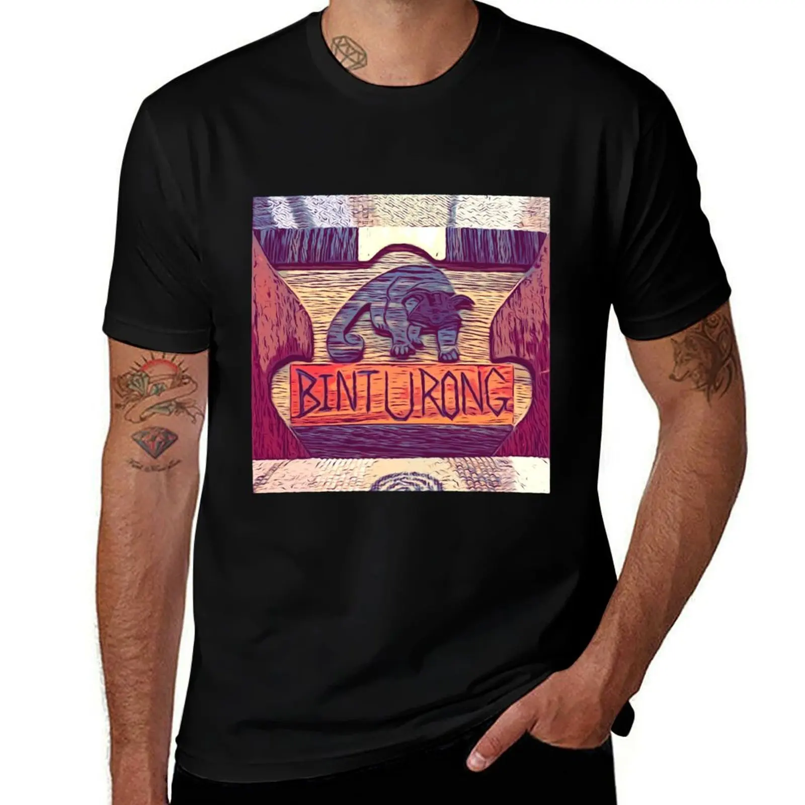 

Asian Jungle Binturong Intarsia in Fancy Chair T-Shirt street wear luxury t-shirt summer top mens plain t shirts