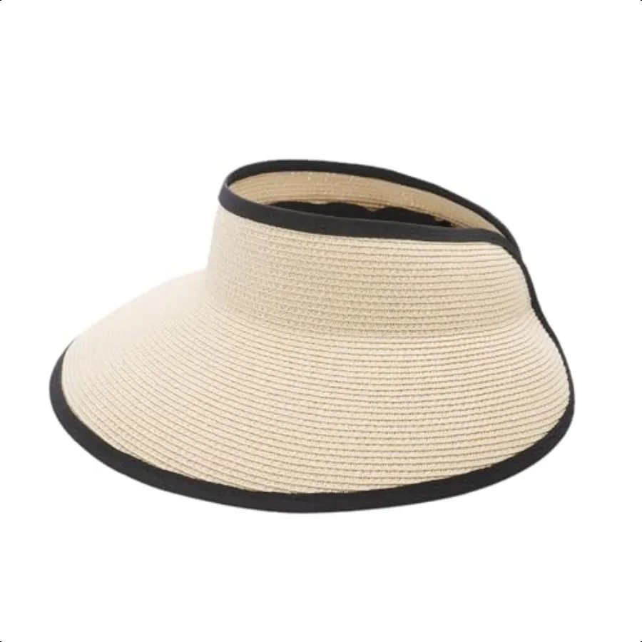 

Joywant Womens Sun Visor Hats Packable Wide Brim Ponytail Beach Hat Straw Visor Summer Beach Vacation entials for Womens
