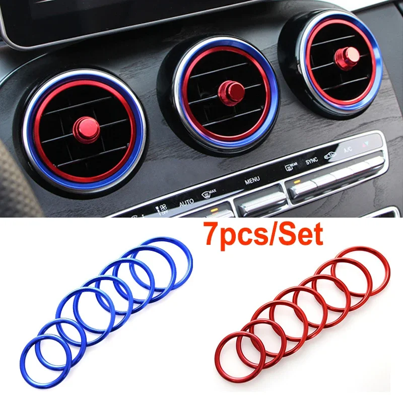 

7pcs/set For Mercedes Benz C E class C200L GLC Aluminium alloy Air outlet sticker / Instrument panel Air outlet decoration ring