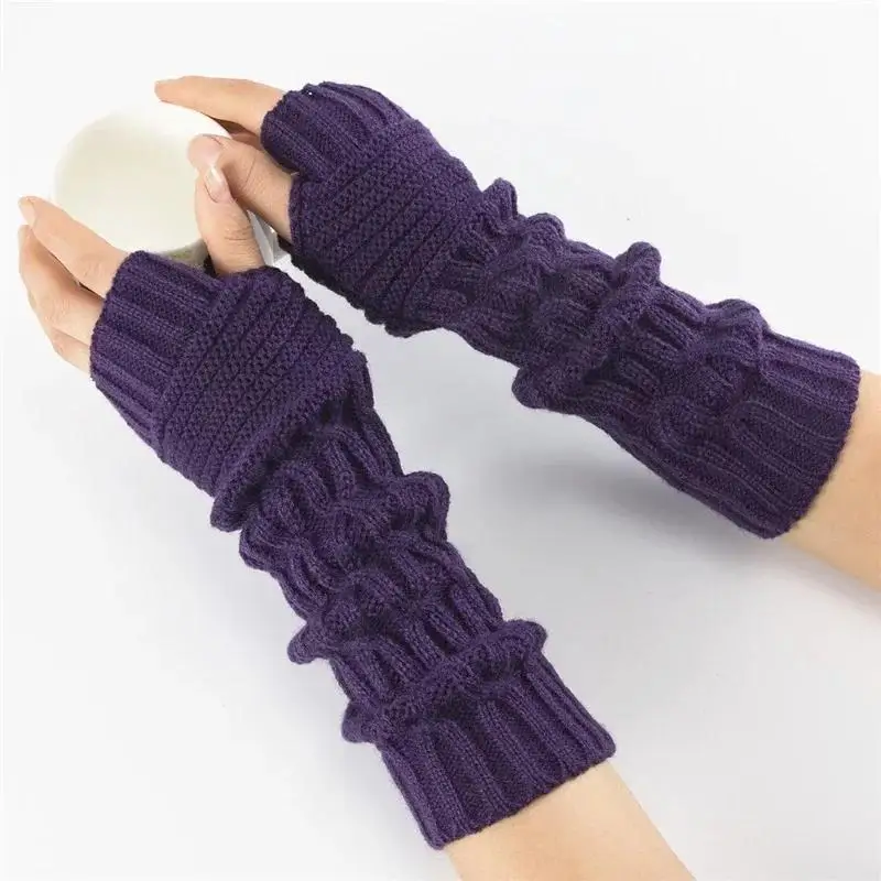 Fingerlose Strickhandschuhe für Damen – Winter-Armwärmer im Gothic-Punk-Stil für Freizeitkleidung