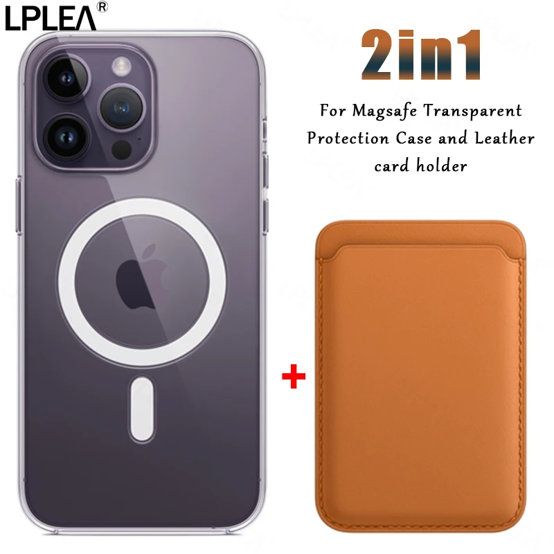 2in1 For Magsafe Card Holder Wallet Magnetic Case For iPhone 14 13 12 11 Pro XS Max X XR 8 Plus SE Wireless Charging Accessories