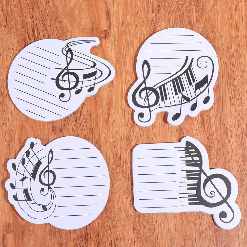 10Pcs/Set Self-adhesive Music Note Sticky Notes Smooth Writing Various Music Shapes Music-themed Notepads 30 Sheets/Book