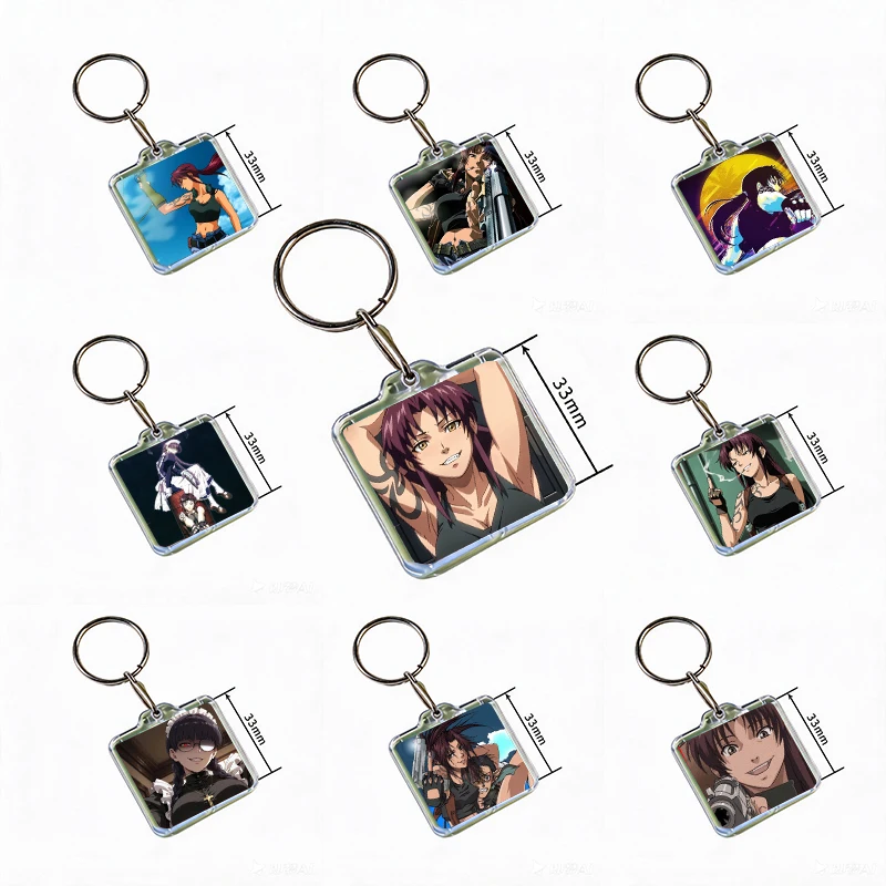 Anime B-Black Lagoon Cute Acrylic Keychain Handmade Hanging for Clothes Backpack Decoration Accessories Gifts with Friends