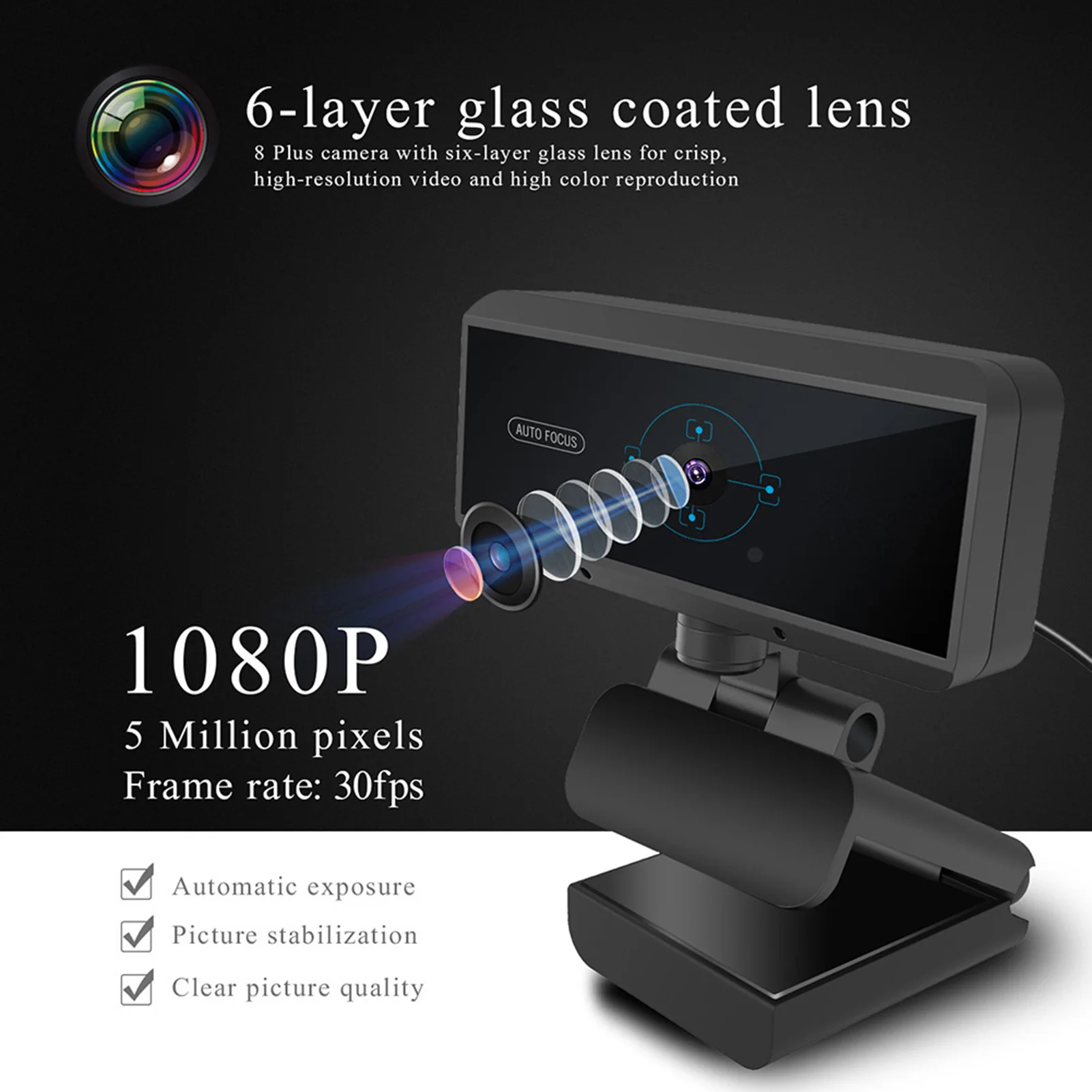 1080P Computer Camera Built‑In MIC HD for Video Conferencing Computer Supplies Computer Camera PC Camera Camera for Android TV