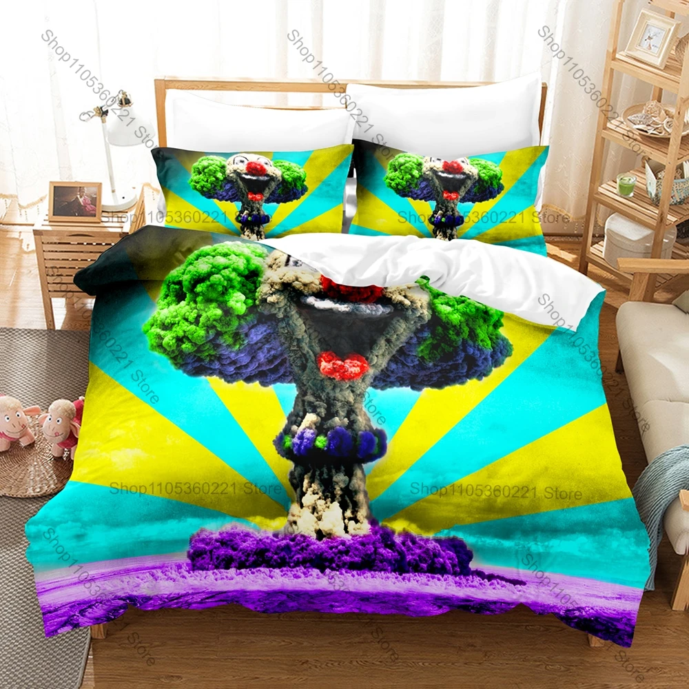 Cool Insane Clown Posse ICP Bedding Set Duvet Cover + 2 Pillowcases Juggalo Horror Hip Hop Hatchetman Dark Carnival Bedroom Deco