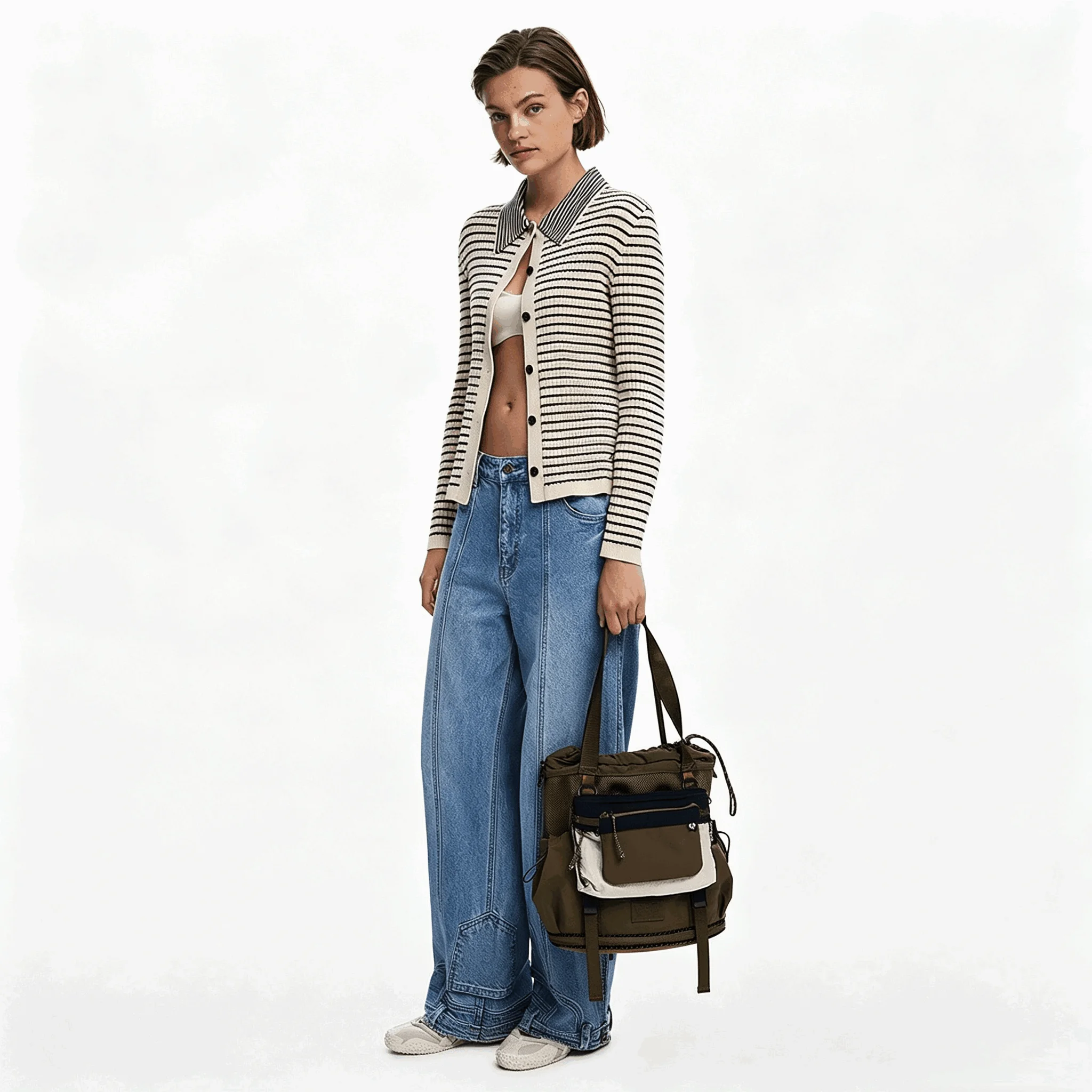 Foreign Trade Spain Original Single Backpack Multi Pocket Embroidered Splicing Large Capacity Handbag Travel Bag