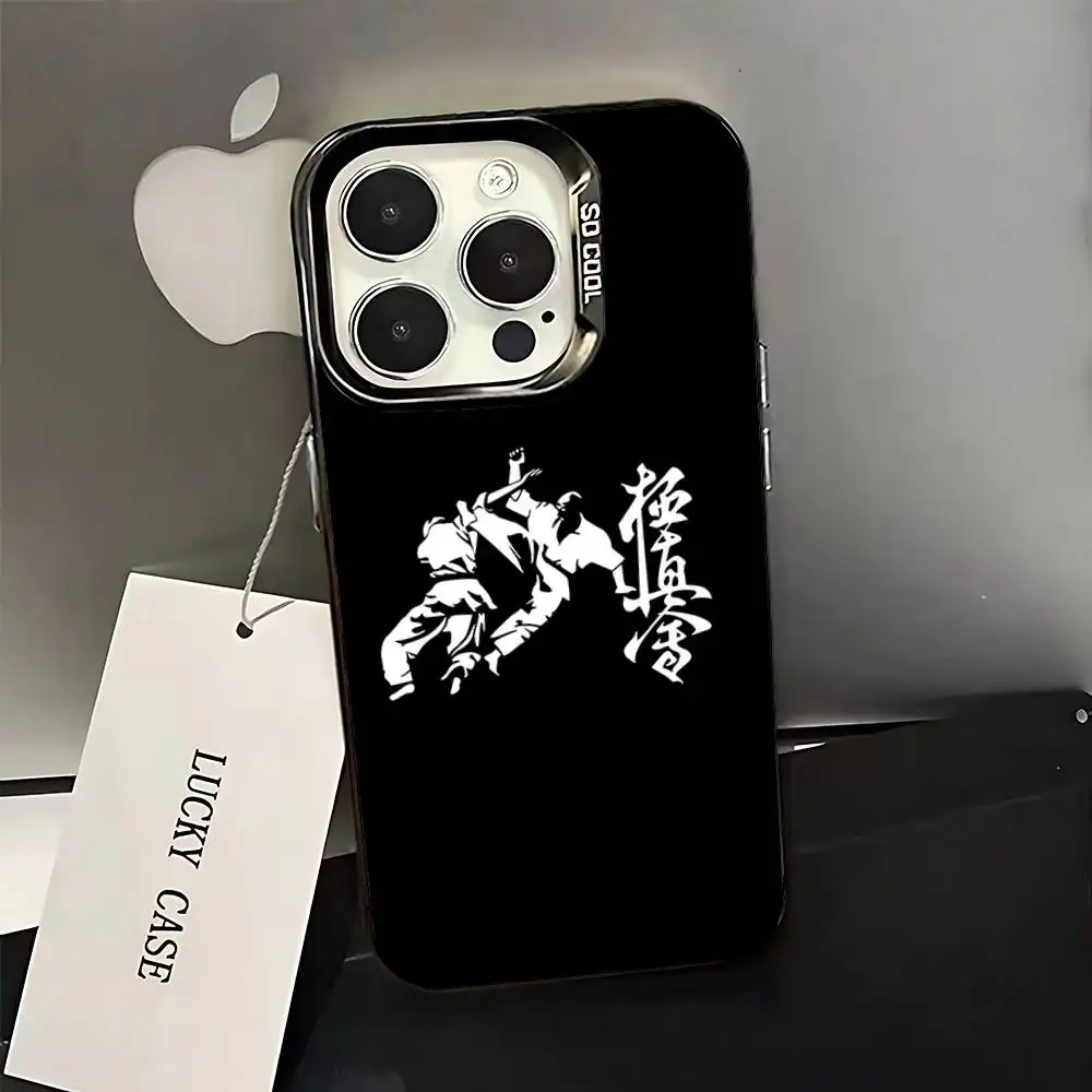 Чехол с логотипом киокушин каратэ для iPhone 17,16,15,14,13,12,11,Pro,XS,Max,Plus,Mini,SE Black Candy, матовый противоударный чехол