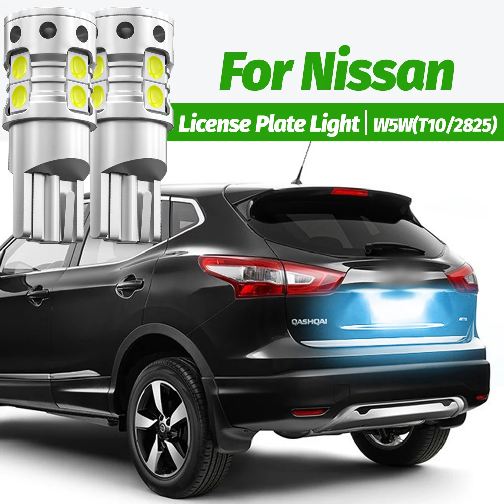 2pcs LED License Plate Light W5W T10 For Nissan X-Trail T30 T31 T32 Qashqai J10 J11 Juke Tiida Leaf Versa Note Pathfinder Navara