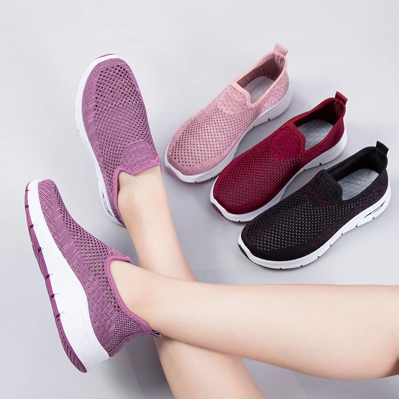 Summer Women Sneakers Breathable Mesh Shoe Female Footwear Soft Platform Shoes Woman Slip-ons Chunky Sneaker Flat Tenis Feminino