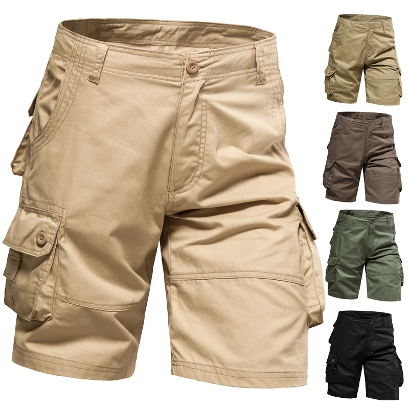 Short ample grande taille pour hommes, salopette multi-poches, en coton, confortable, pantalon en Nickel, pour l'extérieur, sport décontracté, plage, été