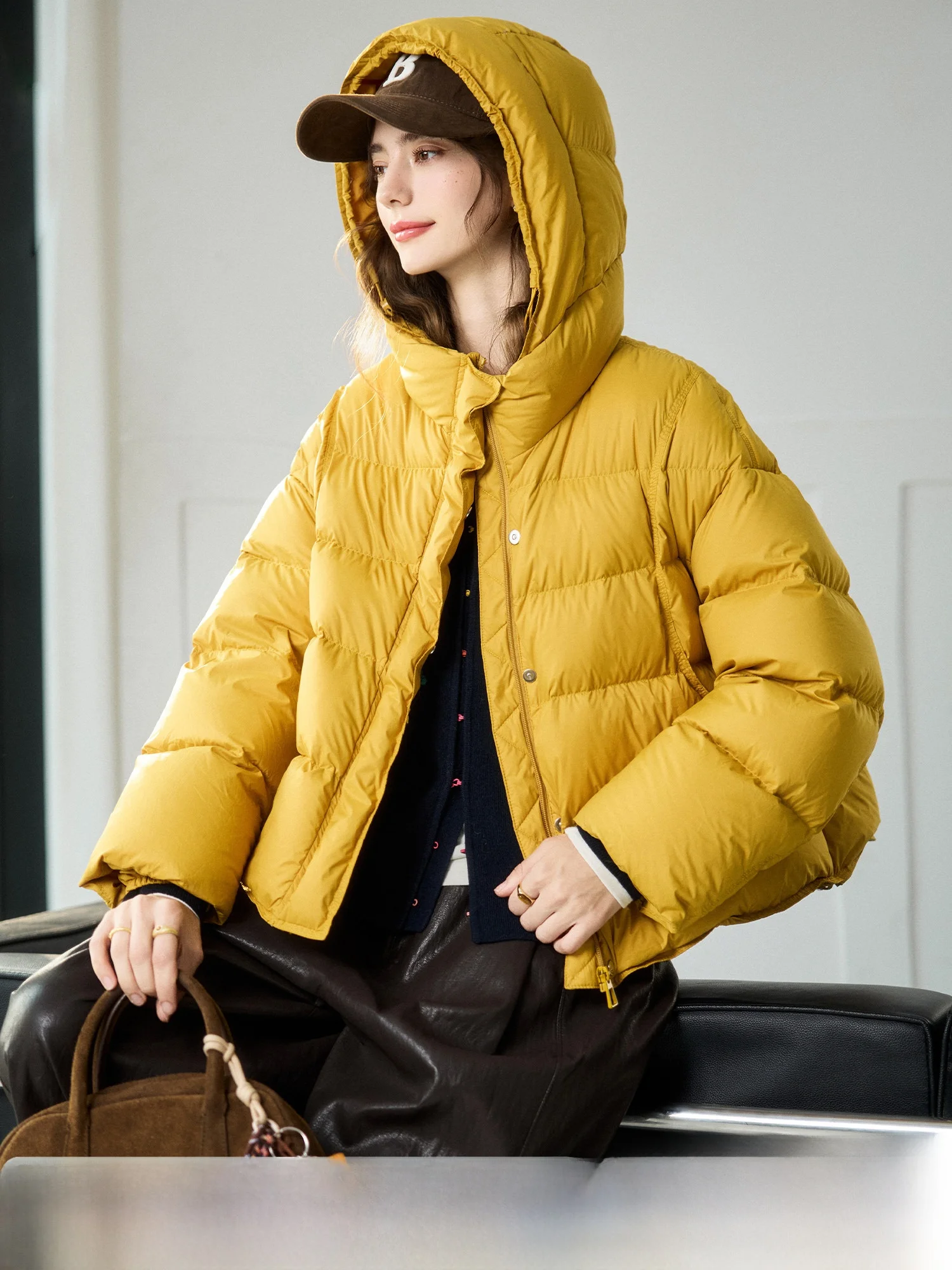 

Women's Winter Warm Du down Jaet with Hood Pumpkin Valley Small Warm Bag High Loosen Polyester Fiber Zipper Closure ...