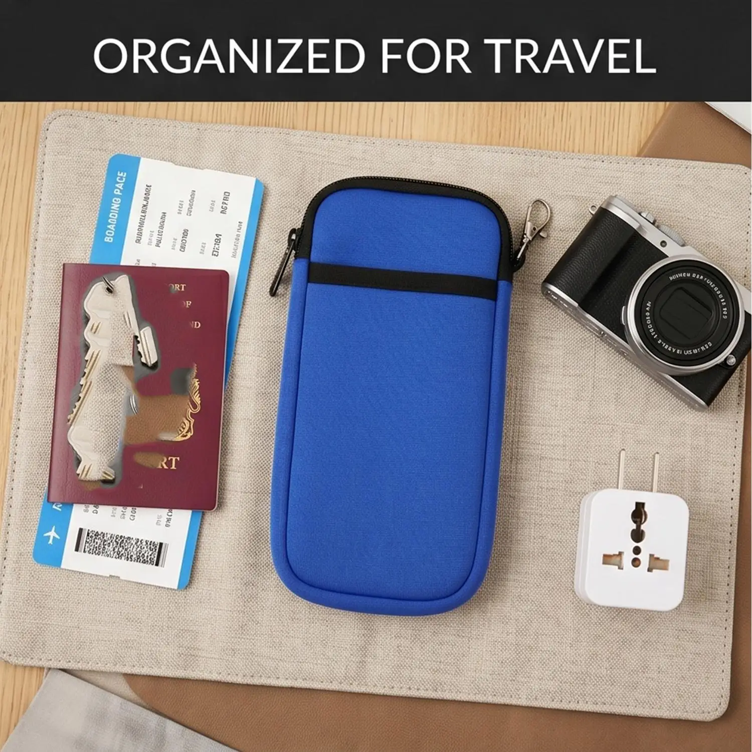 1/2Pcs Portable Zipper Soft Glasses /Smart Phone Case with Carabiner Sunglasses Case Zipper Eyeglass Pouch Protective Shell Bag view 4