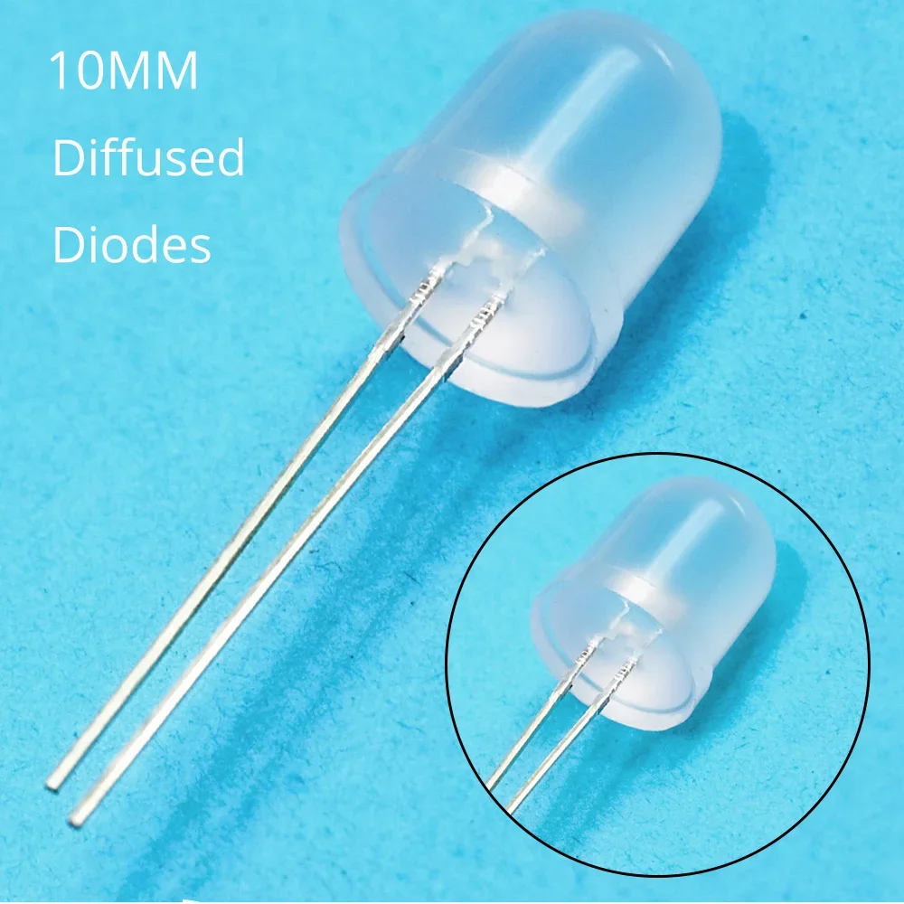 50Pcs White Red Green Blue Yellow 10mm Diode Lamp Ultra Bright Water Clear Diffused 8000MCD 1.9~3.4V Emitting Diodes DIY Light