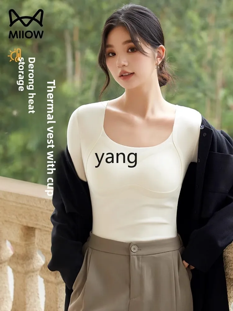 LMM サーマル下着胸パッド付き女性フリース肥厚冬インナー女性ボトリングシャツ