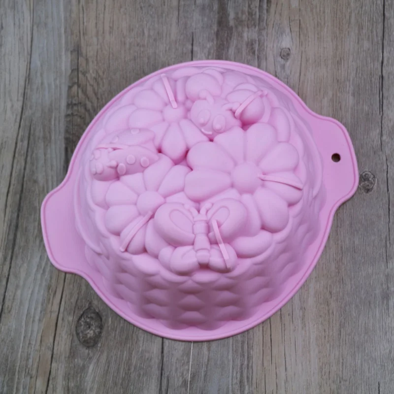 Silicone Big Cake Molds Flower Crown Shape  Bakeware Baking Tools 3D Bread Pastry Mould Pizza Pan DIY Birthday Wedding Party