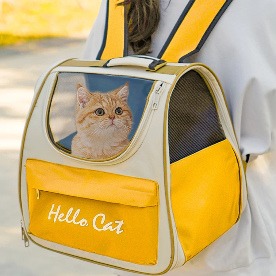 

Girls Cat Bag Cute Zipper Portable Yellow Large Outdoor Cat Bag Breathable Kawaii Transparent Aesthetic Mochila Para Gato Bag