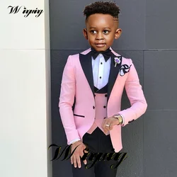 Pink Boys Suits Wedding Tuxedo 3 Piece Set Holiday Formal Dresses Kids Clothes Party 2-16 Years Blazer Custom