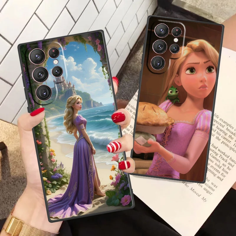 Disney Tangled Pretty Phone Case For Samsung S24 S23 S22 S21 S20 FE S10 S10e Ultra Plus Lite Black Soft Cover