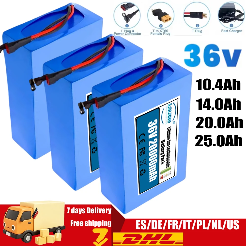 36V E-scooter Battery 25Ah real capacity 18650 Lithium ion battery Pack 500W 1000W motor BMS system wiht 2A Charger