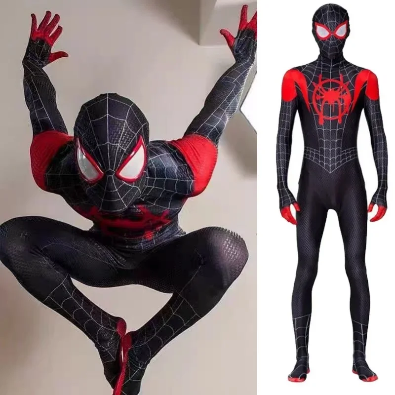 بدلة الهالوين التأثيرية جوين الخارقة بدلة سبايدرمان مايلز موراليس بذلة زي ورؤوس البطل الخارق فستان أقنعة أطفال هدية