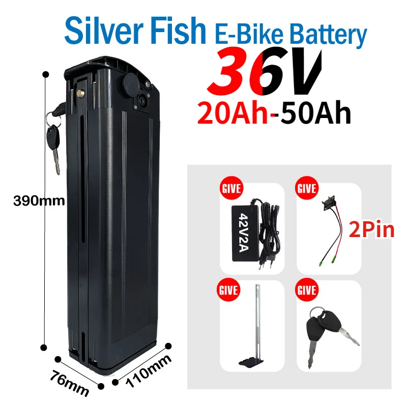 

Black Shell New Full Capacity 18650 Lithium Battery 36V20AH-50AH, Suitable for Silverfish 100-1000W+42V Lithium Charger