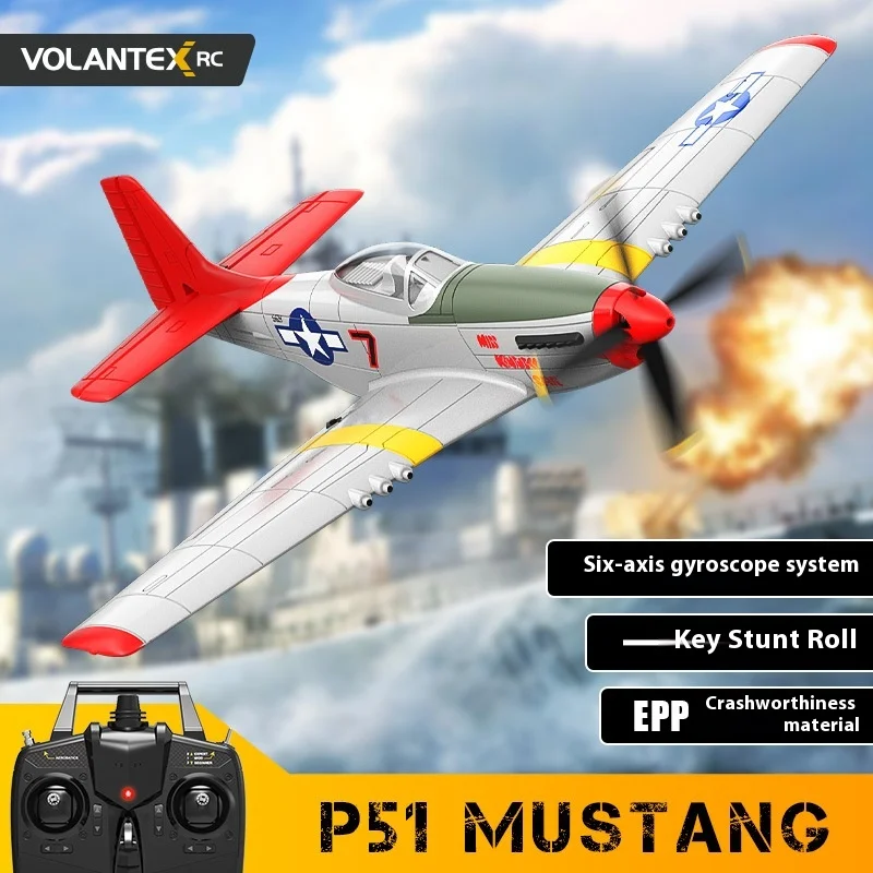 Volantex New P51D RC Airplane One-key Aerobatic 2-Ch/4-Ch RC Plane RTF Mustang Aircraft W/Xpilot Stabilization System (7615 RTF)