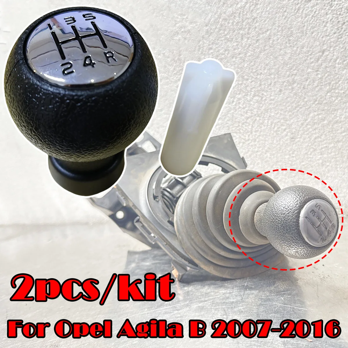 

2PC Gear Shift Knob For Opel Agila B Suzuki Splash Stick Lever Pen Handle Replacement 5 Speed T Type Manual Adapter Inner Sleeve