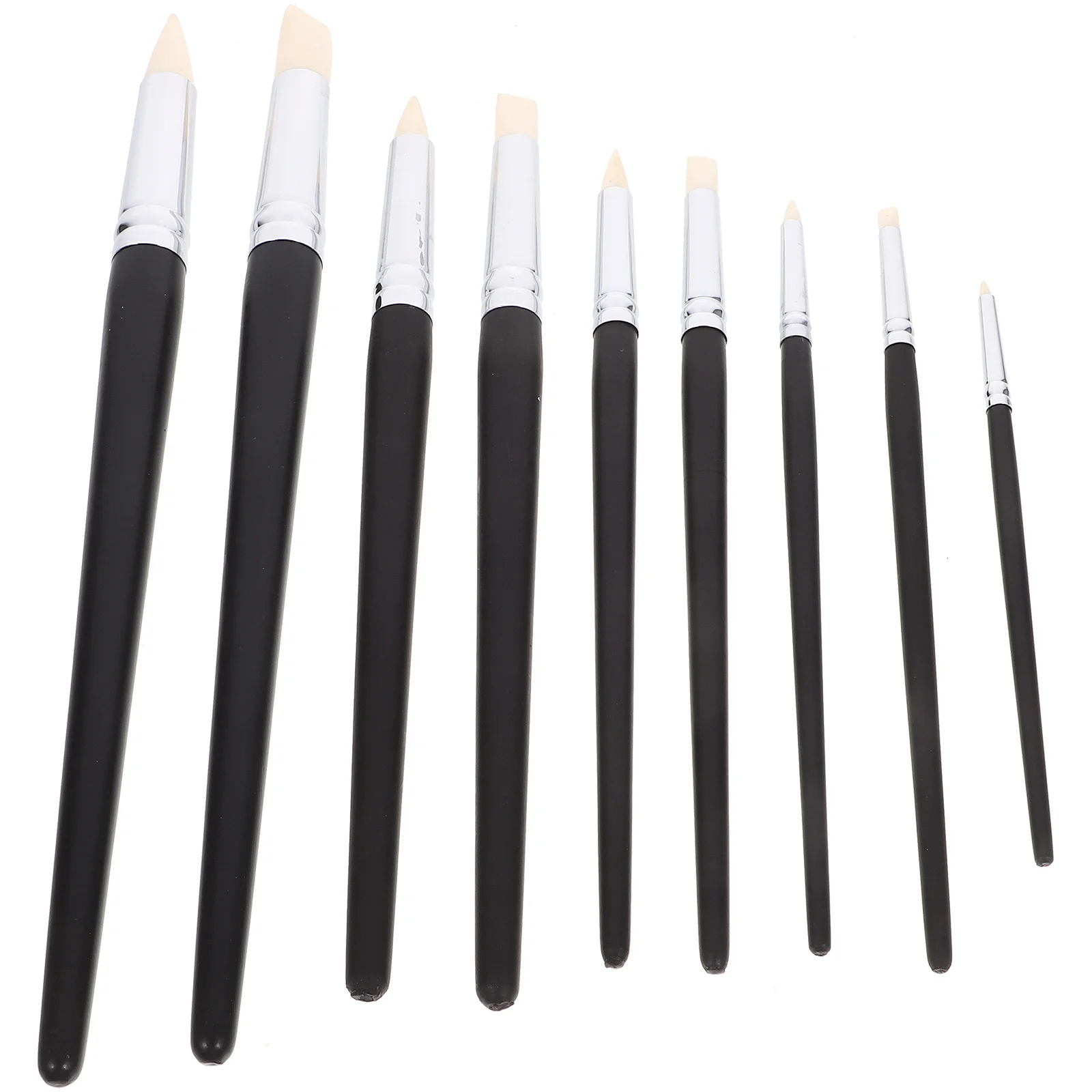 

9Pcs Fingerprint Removing Clay Color Shaper Set Black Plastic Handle Rubber Tips Sculpting Painting Carving Tools