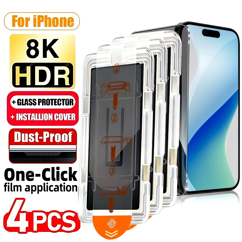 

4 шт. Защитное стекло Anti-Spy для iPhone 17 16 15 14 Pro Max Air 15 16 Plus 13 12 11 Pro One XR XS Max, простая установка (нажимное)