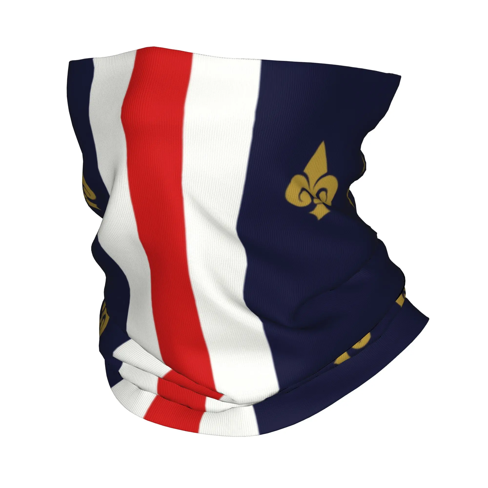 Custom France Flag Neck Gaiter Women Men UV Protection Winter Lily Flower Bandana Scarf for Ski