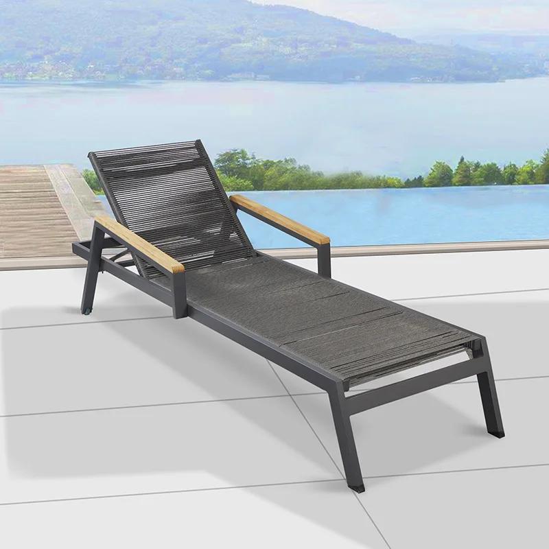 xx-Garden Beach Lounger Chair Metal Mesh Sun Bed Pool Side Chaise Lounge Outdoor Furniture for Park & Hotel Use