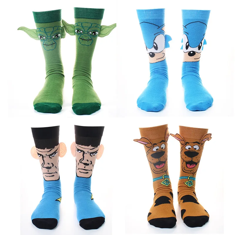 Calcetines de algodón de punto con dibujos animados para hombre, medias de moda con cuernos, de Anime, Sonics