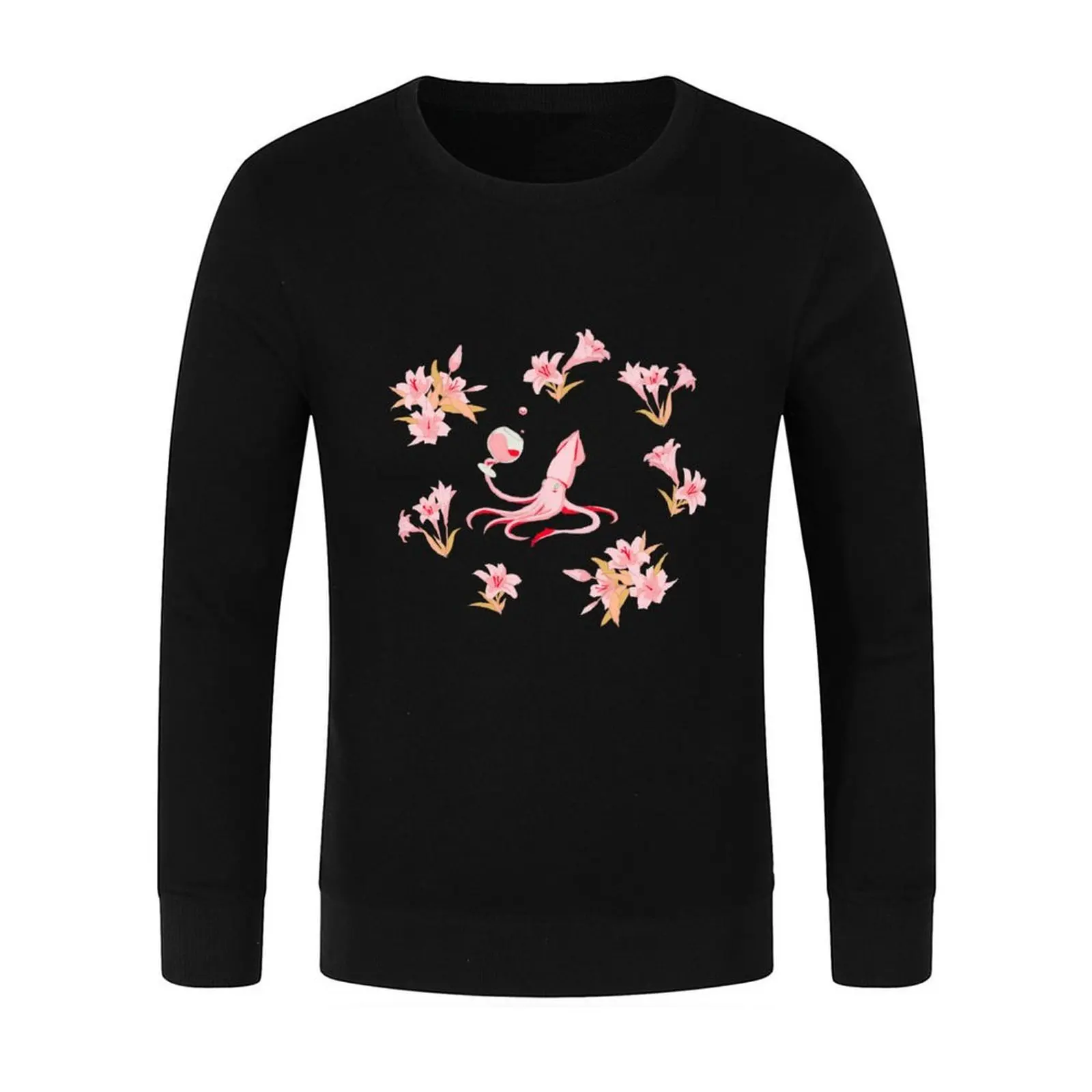 Squid and Wine_ night Pullover men's clothes clothes for men winter clothes graphic t shirts men new sweatshirts