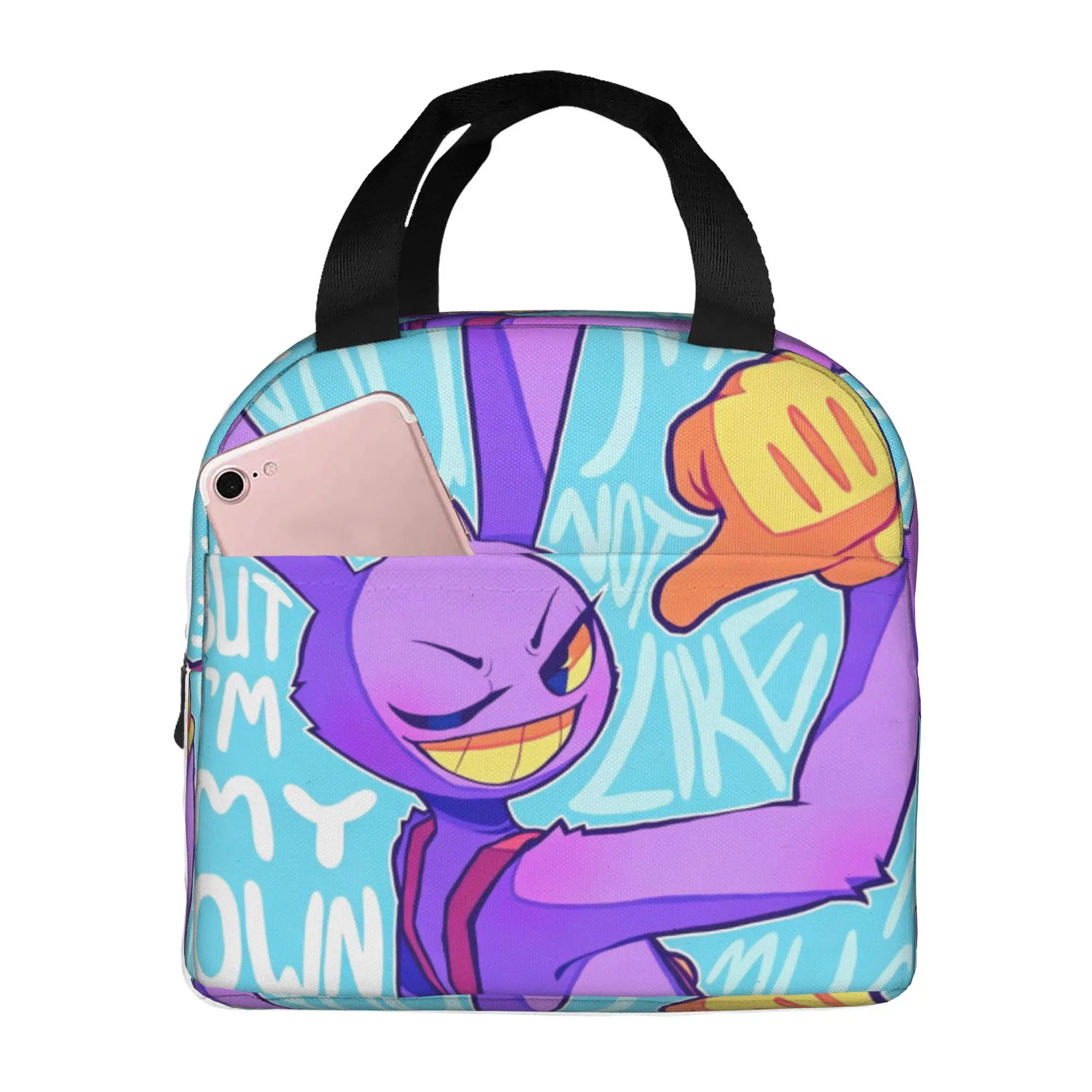 Jax D-Digitals Circus Insulated Lunch Bag for Women Portable Black Humor Anime Thermal Cooler Bento Box Office Work School