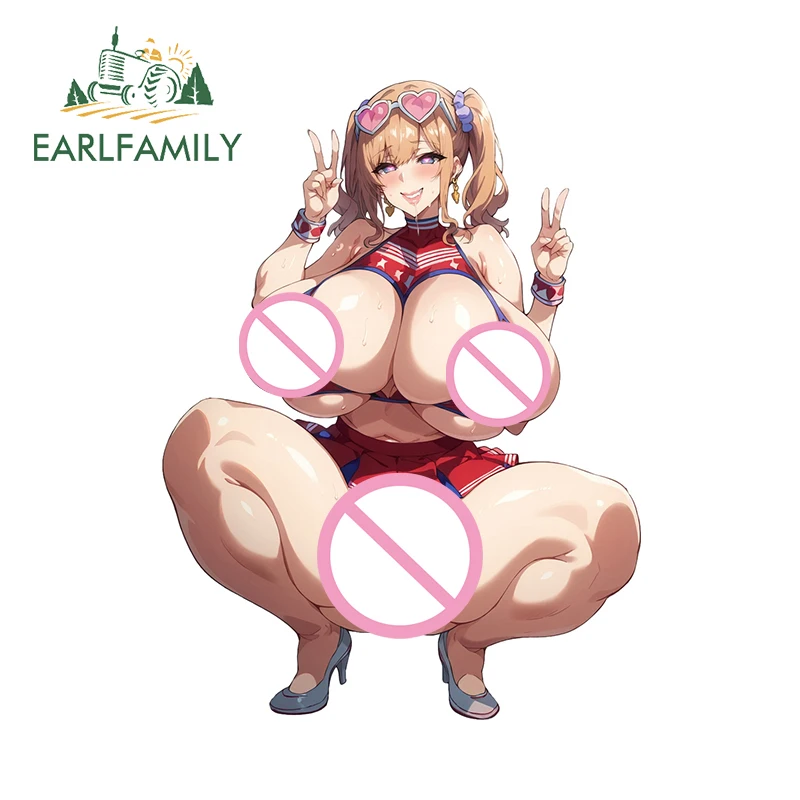 

EARLFAMILY Succubus Huge Breasts Waifu Car Stickers Ahegao Hentai Bikini Boobs Creative Car Accessories Windows Vinyl Decals