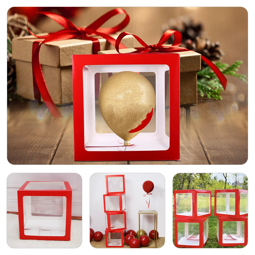 

4pcs Boxes Square Block For Wedding Birthday Party Shower Balloon Box Decoration Party Balloon Box Display Storage