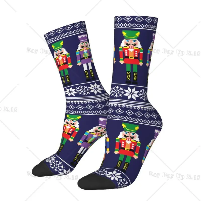 Kawaii Print Nutcracker Socks for Women Men Stretch Summer Autumn Winter Christmas Nutcrackers Toy Soldier Crew Socks