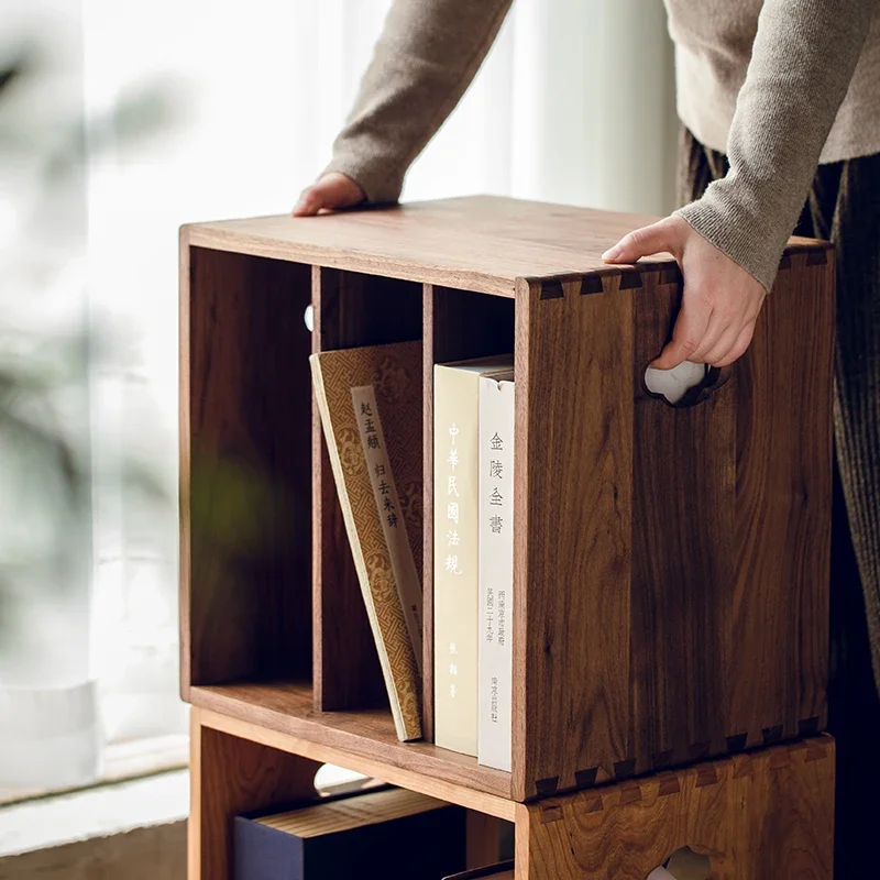 Black walnut wood solid wood free combination cabinet, living room, bedroom, Nordic storage and decoration