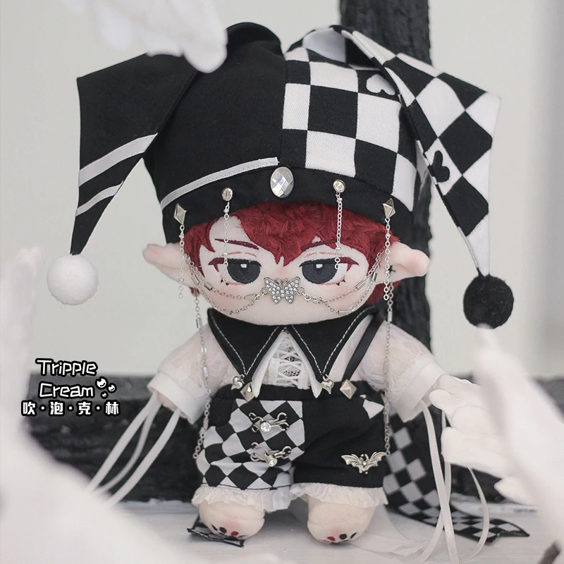 Original Boy Retro Handsome Absurd Fairy Tale Black White Dark Clown Circus Uniform Outfits For 20cm Dress Up Clothes Cosplay