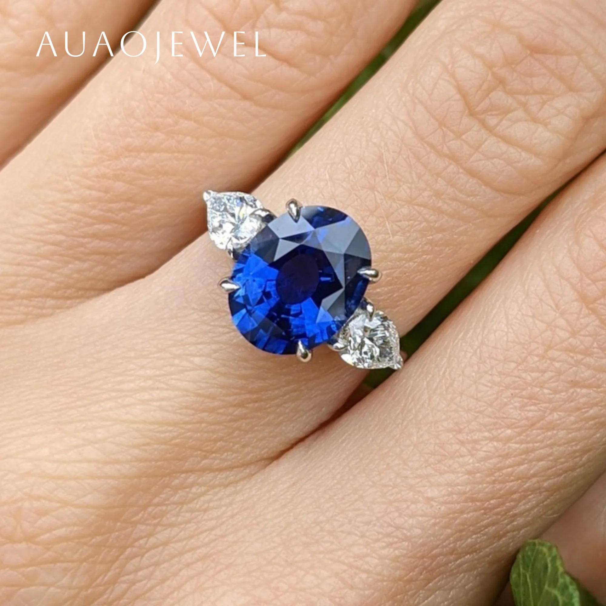 

AUAOJEWEL 3Carat Oval Cut Lab Sapphire Ring Sterling Silver 925 Moissanite Jewelry 14K 18K 9K 10K Real Gold Anniversary Gift