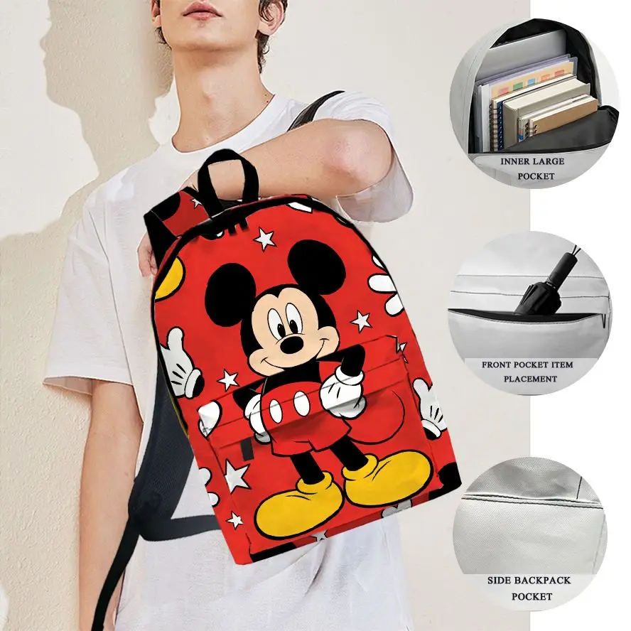 

1pc Mickey Mouse Cute Red Printed Design Backpack, Fashionable and Simple, Unisex, Large Capacity, High-Quality Gift
