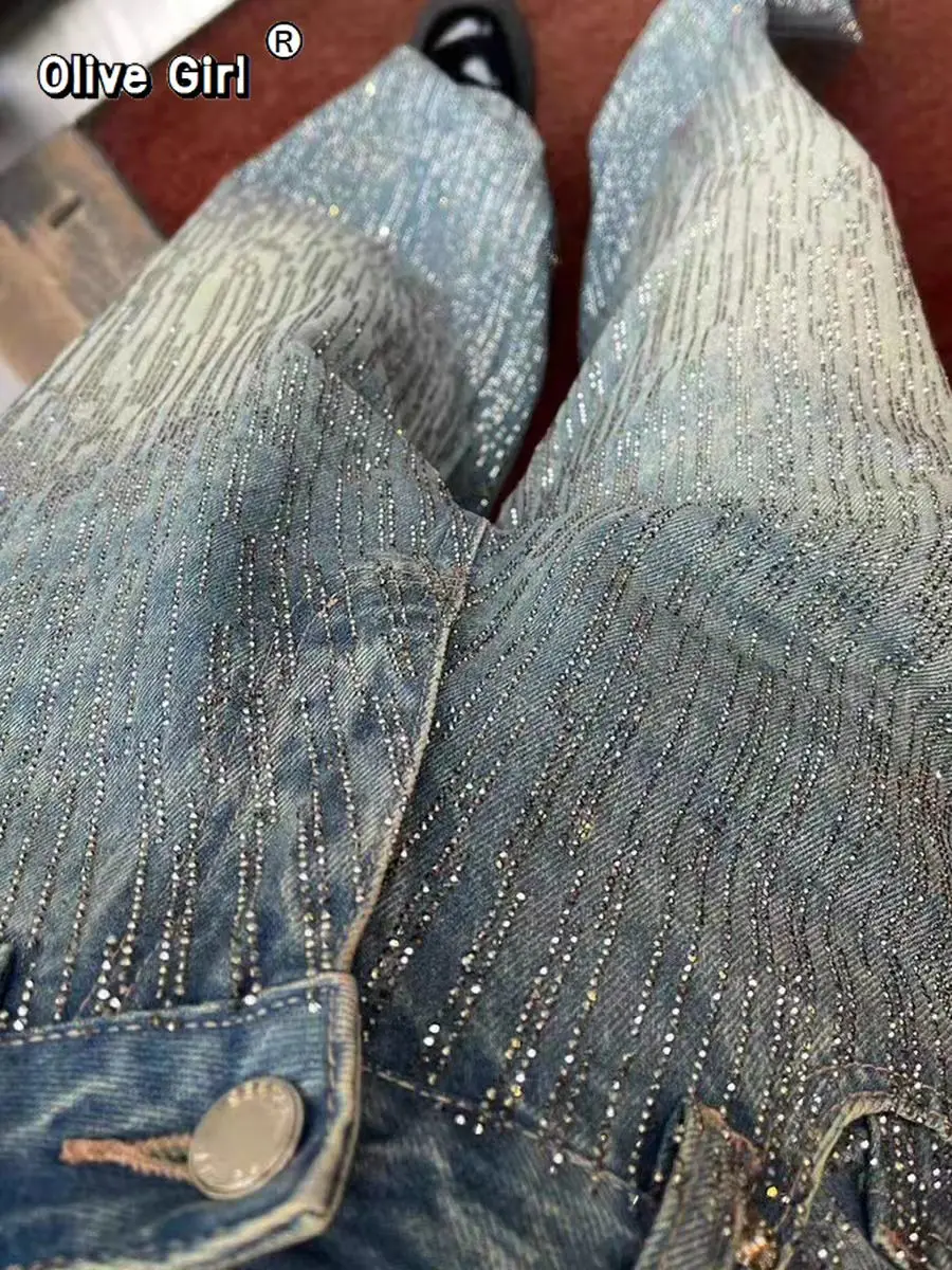 

Женские джинсы Harajuku, винтажные джинсовые брюки со стразами Y2k, мешковатые брюки в японском стиле 2000-х годов, широкие джинсы, длинные брюки, одежда