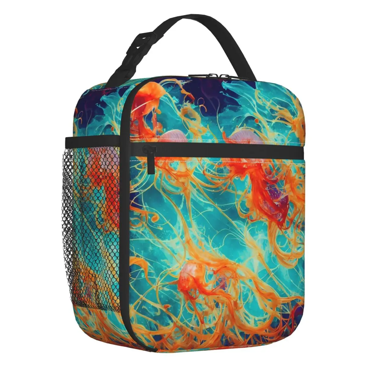 Underwater Colorful World Jellyfish Thermal Insulated Lunch Bag Resuable Lunch Tote for Outdoor Camping Multifunction Food Box