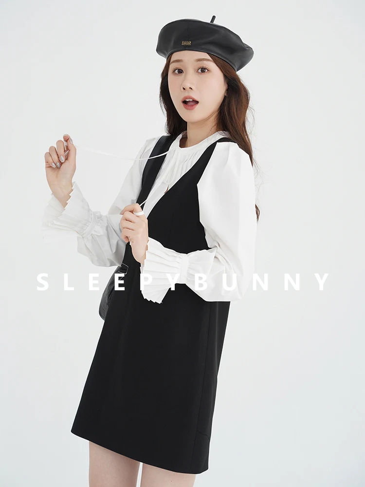V-Neck Sleeveless Pinafore Dress Women Slim Fit Straight A-Line Layering Vest Skirt Chic Office or Daily Wear Petite Friendly